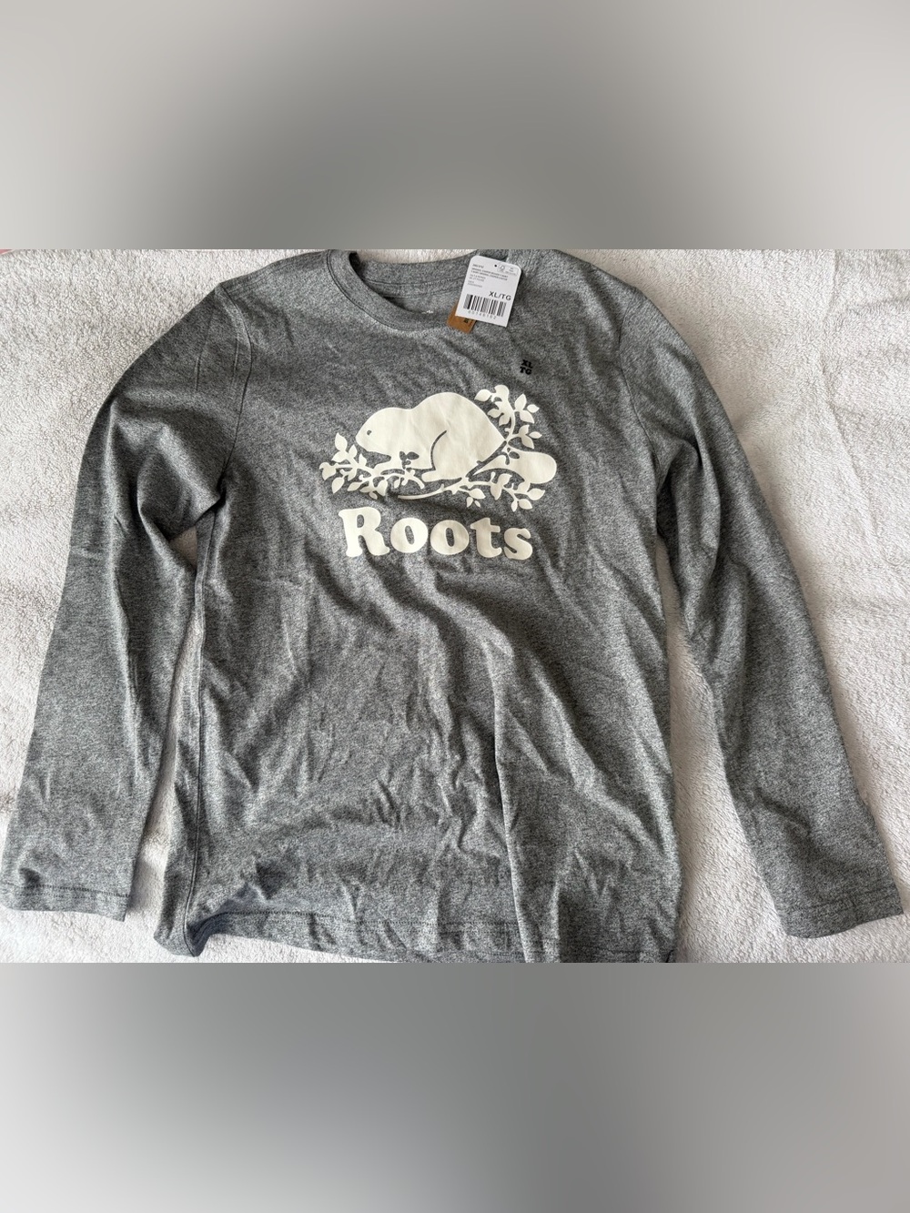 Roots Gray Heather Crewneck long sleeve tee NWT size XL